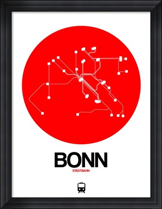 Framed Bonn Red Subway Map Print
