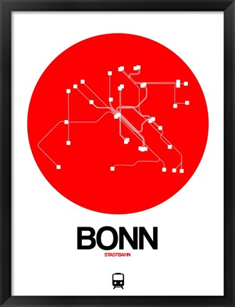 Framed Bonn Red Subway Map Print