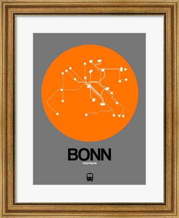 Framed Bonn Orange Subway Map Print
