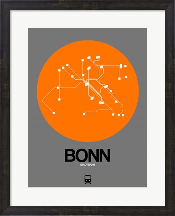 Framed Bonn Orange Subway Map Print