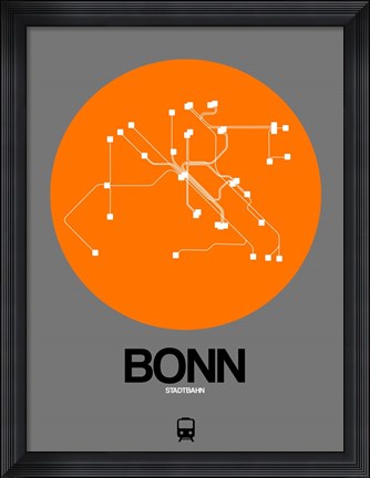 Framed Bonn Orange Subway Map Print