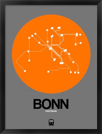 Framed Bonn Orange Subway Map Print