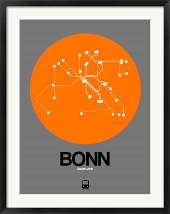 Framed Bonn Orange Subway Map Print