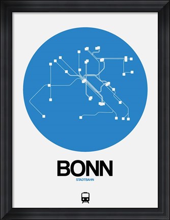 Framed Bonn Blue Subway Map Print
