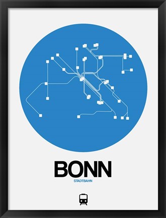 Framed Bonn Blue Subway Map Print