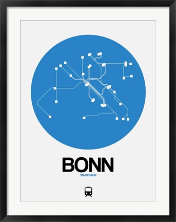 Framed Bonn Blue Subway Map Print