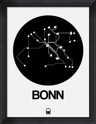 Framed Bonn Black Subway Map Print