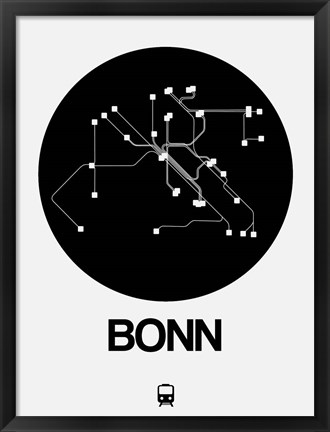 Framed Bonn Black Subway Map Print