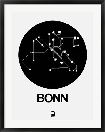 Framed Bonn Black Subway Map Print
