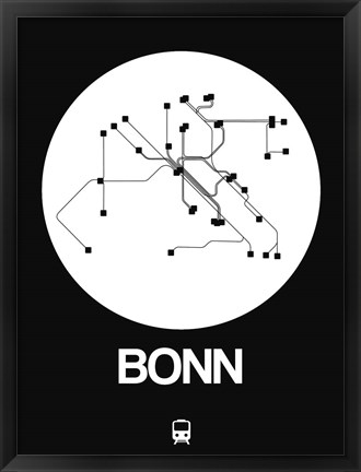 Framed Bonn White Subway Map Print