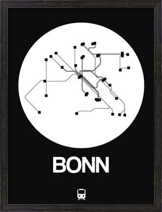 Framed Bonn White Subway Map Print