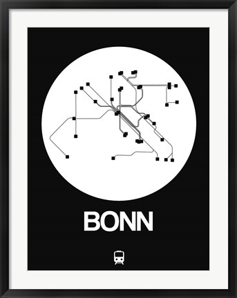 Framed Bonn White Subway Map Print