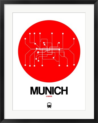 Framed Munich Red Subway Map Print