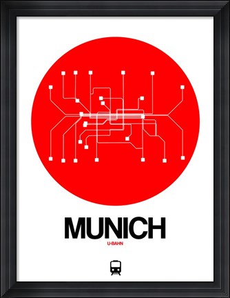 Framed Munich Red Subway Map Print