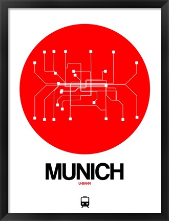 Framed Munich Red Subway Map Print