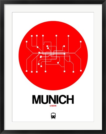 Framed Munich Red Subway Map Print