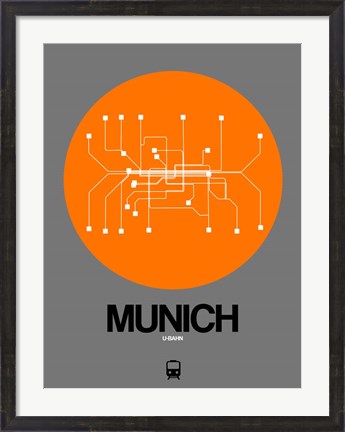 Framed Munich Orange Subway Map Print