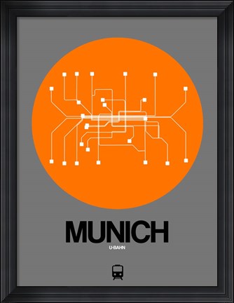 Framed Munich Orange Subway Map Print