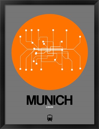 Framed Munich Orange Subway Map Print