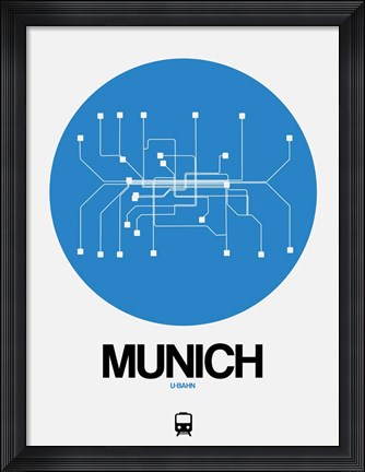 Framed Munich Blue Subway Map Print