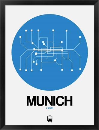 Framed Munich Blue Subway Map Print