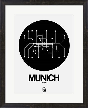 Framed Munich Black Subway Map Print