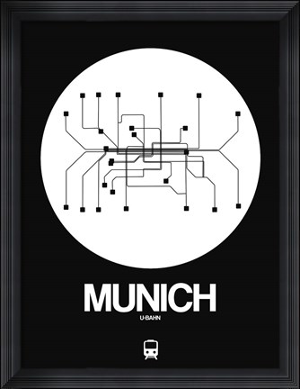 Framed Munich White Subway Map Print
