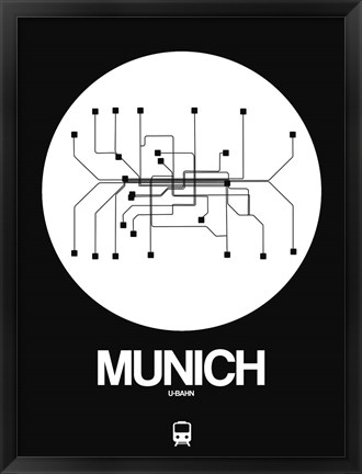 Framed Munich White Subway Map Print