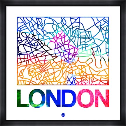 Framed London Watercolor Street Map Print