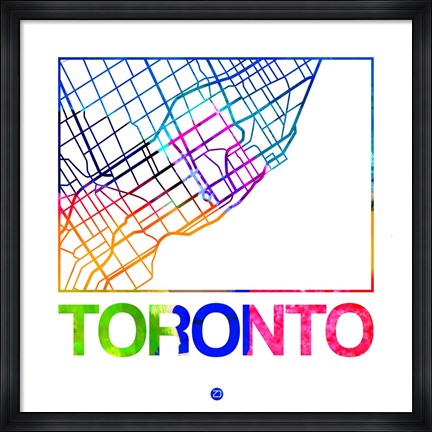 Framed Toronto Watercolor Street Map Print
