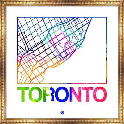Framed Toronto Watercolor Street Map Print