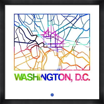 Framed Washington D.C. Watercolor Street Map Print