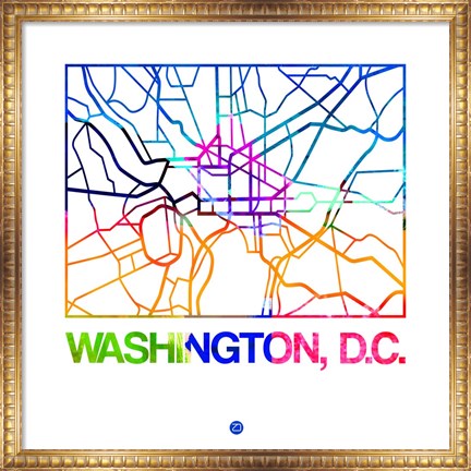 Framed Washington D.C. Watercolor Street Map Print