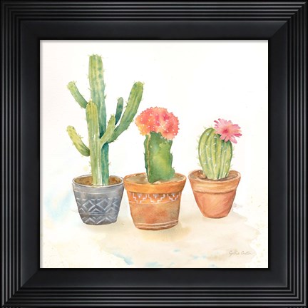 Framed Cactus Pots III Print