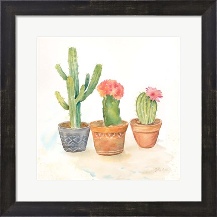 Framed Cactus Pots III Print