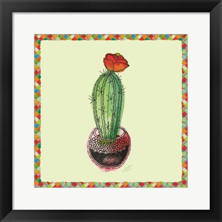 Framed Rainbow Cactus I Print
