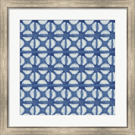 Framed Blue Shibori I (blue coffee bean) Print