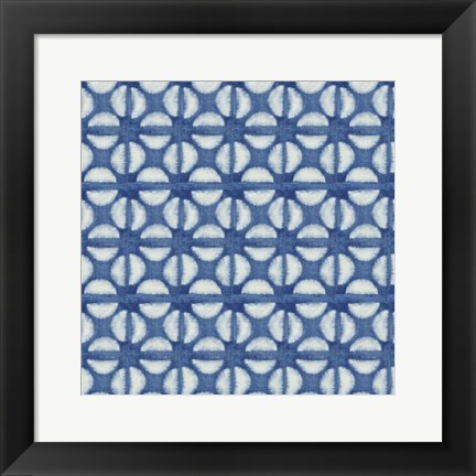 Framed Blue Shibori I (blue coffee bean) Print
