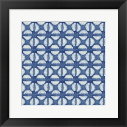 Framed Blue Shibori I (blue coffee bean) Print