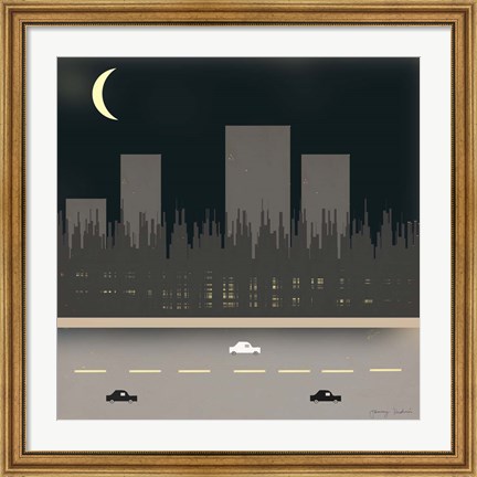 Framed Nightime in the City I Print