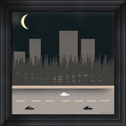 Framed Nightime in the City I Print