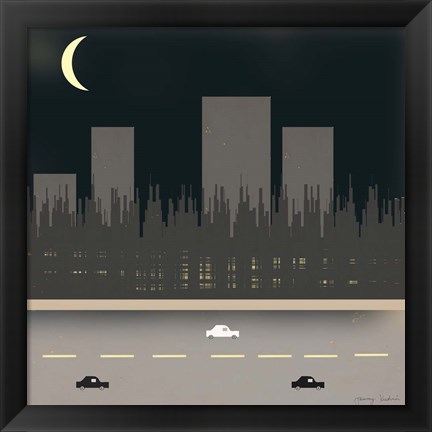 Framed Nightime in the City I Print