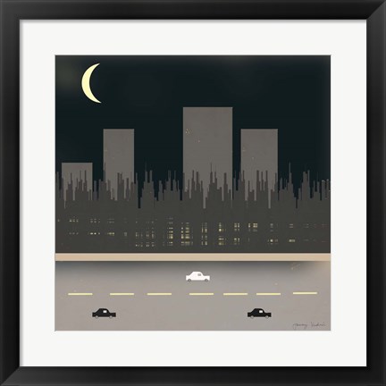 Framed Nightime in the City I Print