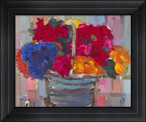 Framed Basket of Flowers II Print