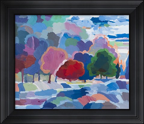 Framed Stream Side Gathering Print