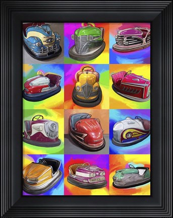 Framed Pop Art Bumper Cars Print