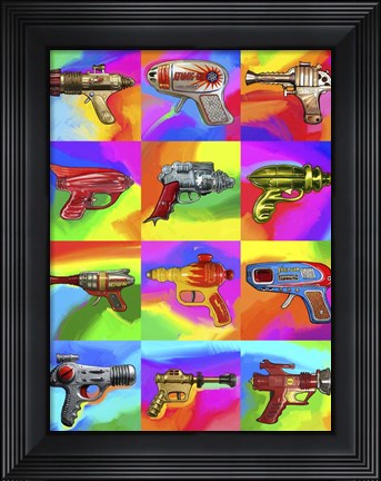 Framed Pop Art Space Guns Print