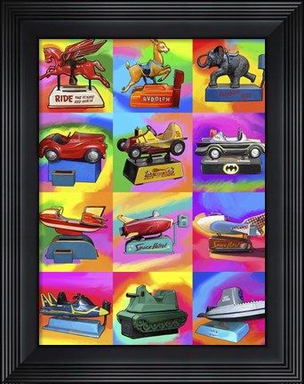 Framed Pop Art Kiddie Rides Print