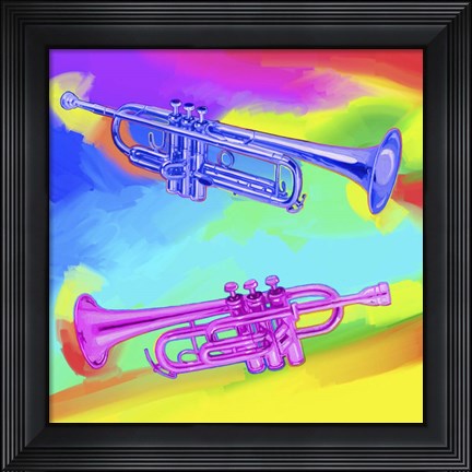 Framed Pop Art Trumpets Print