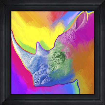 Framed Rhino Pop Art Print